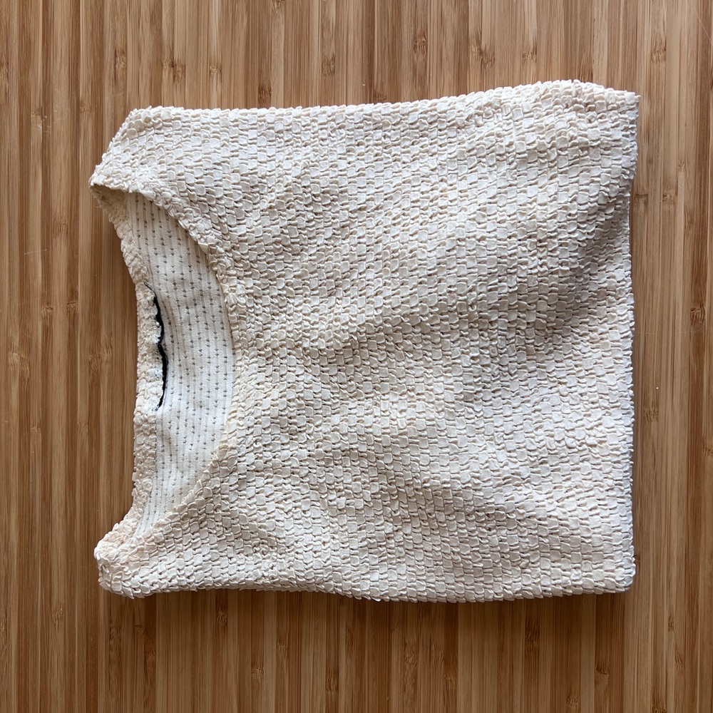 Cream Textured Knit Top